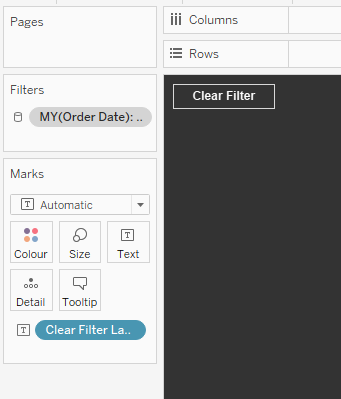 Parameter Actions in Tableau - Clear Filter Worksheet
